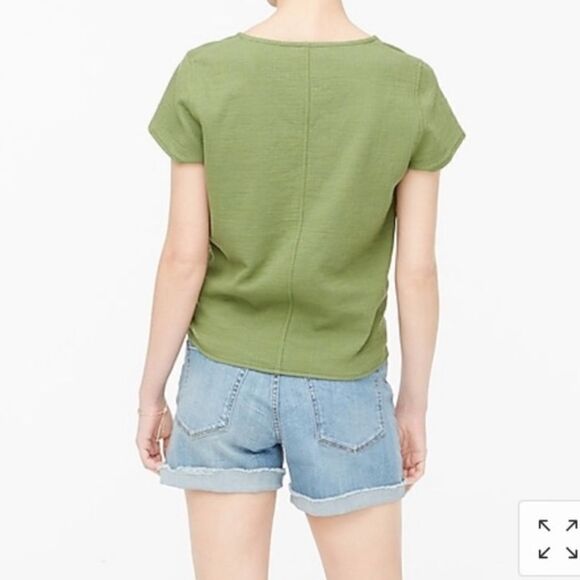 J. Crew Green Textured Twist Tie Button Top Small - Picture 2 of 8